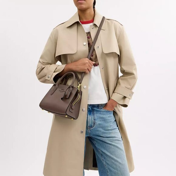 NWT COACH Andrea Carryall Bag - Smooth Leather/Gold/Dark Stone - CP081 $428 - Picture 9 of 11